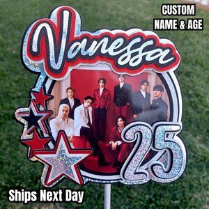 STRAY KIDS Custom Cake Topper 3D Holographic Metallic KPOP Boy Group Personalize